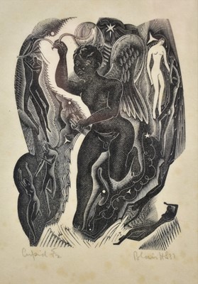 Lot 1194 - *Blair Hughes-Stanton (1902-1981) signed limited edition woodblock - 'Cupid', 5/12, indistinctly dated, 18cm x 12cm, in glazed frame