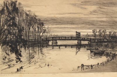Lot 1062 - Paul Earee (1888-1968) etching - Sunset on the Stour, signed Fred P. Earee, titled and numbered 10/50, 19cm x 30cm, in frame, without glass