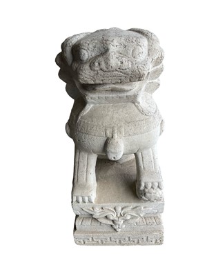 Lot 1503 - Pair of large 19th century Chinese carved marble temple dragons/dogs of Fo