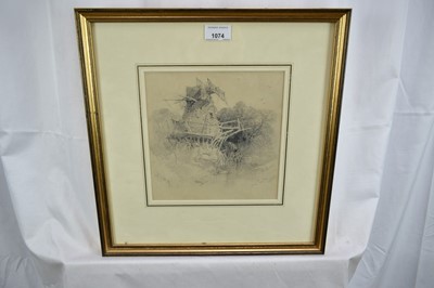 Lot 1074 - Henry Bright (1810-1873) pencil on paper - 'Near Leyden, Holland', signed and dated (18)39, 21cm x 21cm, gallery label verso, in glazed frame
