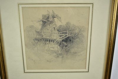 Lot 1074 - Henry Bright (1810-1873) pencil on paper - 'Near Leyden, Holland', signed and dated (18)39, 21cm x 21cm, gallery label verso, in glazed frame