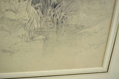 Lot 1074 - Henry Bright (1810-1873) pencil on paper - 'Near Leyden, Holland', signed and dated (18)39, 21cm x 21cm, gallery label verso, in glazed frame
