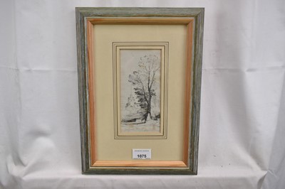 Lot 1075 - Thomas Churchyard (1798-1865) pencil on paper - 'Yoxford Church', signed with initials, 16.5cm x 8cm, in glazed frame