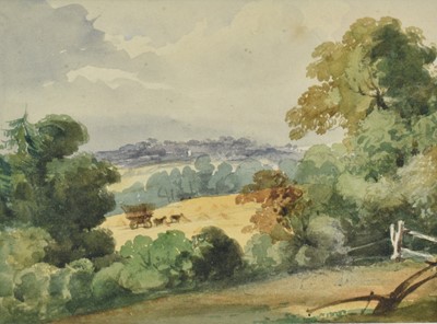 Lot 1070 - Charlotte Vawser (fl.1837-1875) watercolour - View of South Weald, Brentwood Essex, inscribed verso, circa 1847, 13.5cm x 18.5cm, in glazed frame