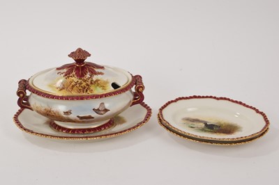 Lot 95 - Royal Worcester sauce tureen and cover and stand and a small pair of dishes