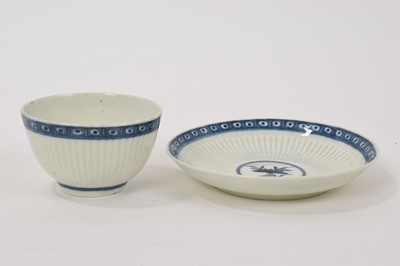 Lot 66 - Worcester blue and white ribbed tea bowl and saucer, circa 1760
