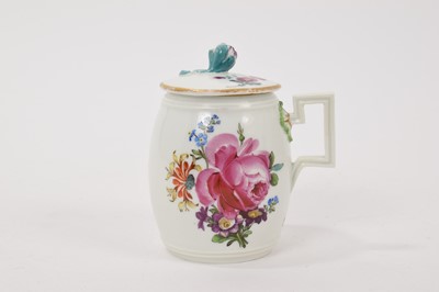 Lot 70 - Meissen barrel shaped mustard pot and cover, circa 1780