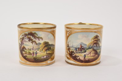 Lot 71 - Pair of Derby coffee cans painted with a view ‘In Italy’, circa 1815