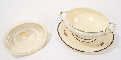 Lot 180 - Wedgwood creamware oval two handled sauce tureen, cover and fixed stand