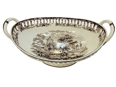 Lot 163 - Wedgwood brown printed oval two handled basket