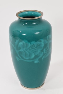 Lot 898 - Japanese enamel green ground vase stamped Sato