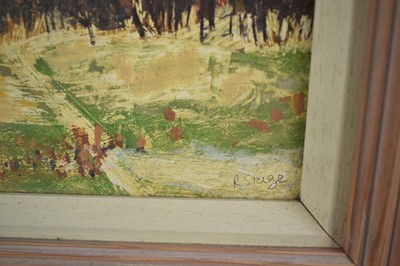 Lot 23 - *Ruth Stage (b.1969), tempera on board - The Yellow Field, Shoreham, 18cm x 26cm, framed