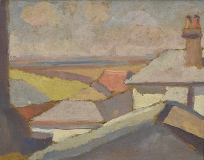 Lot 1272 - Jean Dryden Alexander (1911-1994) oil on board - Walton Rooftops, in glazed frame