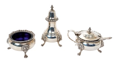 Lot 447 - Contemporary silver three piece cruet set