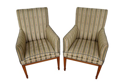 Lot 1452 - Pair of Edwardian satinwood armchairs