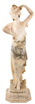 Lot 968 - Large late 19th/early 20th century carved alabaster sculpture of a female dancer
