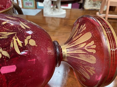 Lot 201 - Pair of fine quality 19th century Bohemian overlaid ruby glass vases