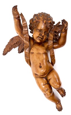 Lot 969 - Antique Italian carved lime cherub