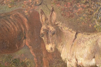 Lot 1220 - Edward Smythe (1810-1899) oil on canvas - Woodland Campfire with a Pony and Dockey looking on, signed, 51cm x 76.5cm, in gilt frame