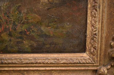 Lot 1220 - Edward Smythe (1810-1899) oil on canvas - Woodland Campfire with a Pony and Dockey looking on, signed, 51cm x 76.5cm, in gilt frame