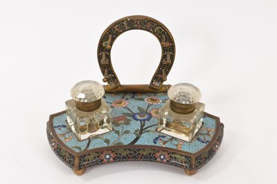 Lot 897 - Late 19th century Japanese cloisonné enamel inkstand