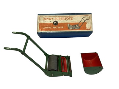Lot 191 - Dinky Supertoys diecast Lawnmower No.751, Dinky Toys Disc Harrow No.322, Massey Ferguson Manure Spreader No.321 and two aircraft including P.IB Lightning Fighter No.737 & Bristol 173 Helicopter No....