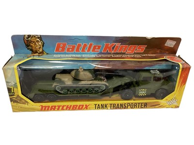 Lot 188 - Matchbox Battle Kings diecast military vehicles including Tank Transporter K-106, M-551 Sheridan K-109 & Artillery Truck and Field Gun K-116, all in window boxes (3)