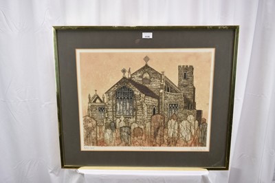 Lot 1135 - Valerie Thornton (1931-1991) etching and aquatint, St Margaret's Cley (1973) Artist's Proof, singed, titled and dated in pencil