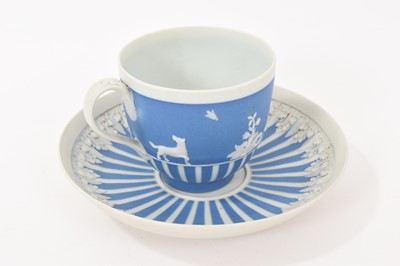 Lot 196 - Wedgwood blue jasper dip teacup and saucer, circa 1790