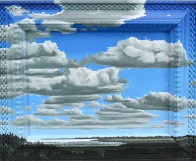 Lot 1315 - A. Lincoln Taber (Contemporary) oil on canvas and frame - Landscape and clouds, 46cm x 57cm, overall