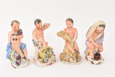 Lot 30 - Set of four unusual Continental porcelain figures, emblematic of the Seasons, circa 1760