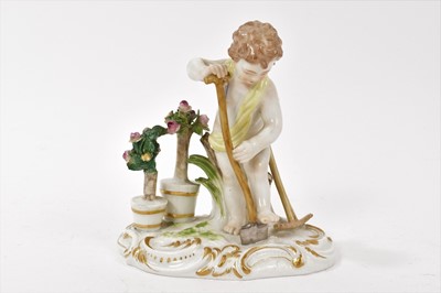Lot 229 - Meissen figure of a child gardener, circa 1880