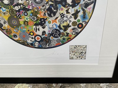 Lot 1107 - Richard Drew, known as Zacron (British, 1943-2012) screenprint - Led Zeppelin III album pin wheel, signed and numbered 5/500, 64 x 57cm, glazed frame. NB: Although numbered from an edition of 500,...
