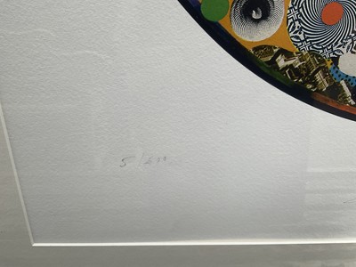 Lot 1107 - Richard Drew, known as Zacron (British, 1943-2012) screenprint - Led Zeppelin III album pin wheel, signed and numbered 5/500, 64 x 57cm, glazed frame. NB: Although numbered from an edition of 500,...