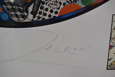 Lot 1107 - Richard Drew, known as Zacron (British, 1943-2012) screenprint - Led Zeppelin III album pin wheel, signed and numbered 5/500, 64 x 57cm, glazed frame. NB: Although numbered from an edition of 500,...