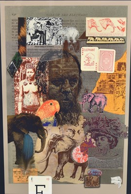 Lot 1110 - Richard Drew, known as Zacron (British, 1943-2012) archival fine art print - Peter and the Elephants, signed and numbered 2/250, 87 x 66cm in glazed frame