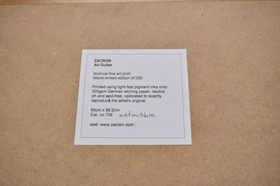 Lot 1123 - Richard Drew, known as Zacron (British, 1943-2012), archival fine art print - Air Guitar, dedicated to Eric Clapton, signed inscribed and numbered 10/250, 86 x 64cm, glazed frame
