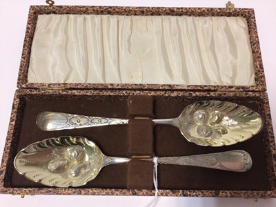 Lot 346 - Pair George III silver table spoons, later converted to berry spoons