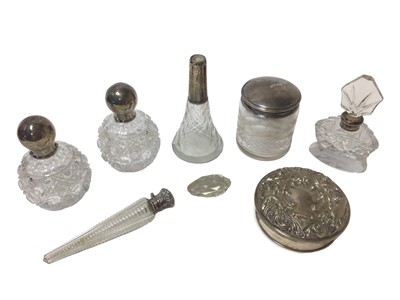 Lot 349 - Pair of Victorian silver mounted cut glass "globe" scent bottles (Birmingham 1886) and other items