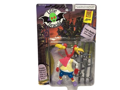 Lot 147 - Ban Dai Dreamworks (c1991) Little Dracula action figures including Twin Peaks No.4020, Little Dracula No.4020 & Drac Attack No.4016, all on card with  bubblepack (3)