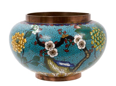 Lot 953 - Japanese cloisonné  squat vase, signed