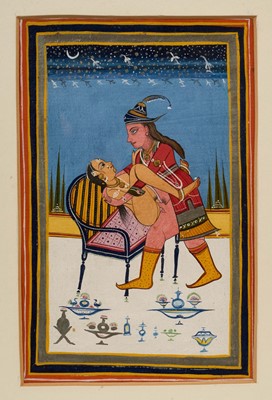 Lot 951 - Two Indo-Persian erotic gouache pictures