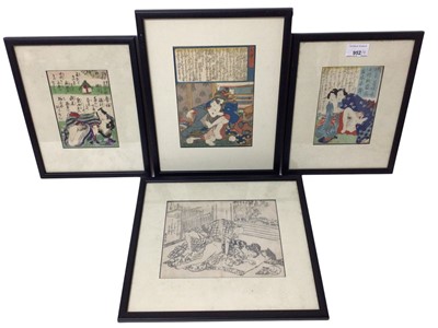 Lot 952 - Four various Japanese erotic woodblock prints
