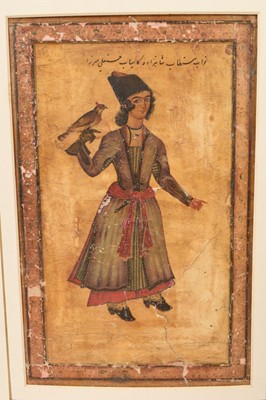 Lot 956 - 18th / 19th century Persian gouache of a Qatar Prince