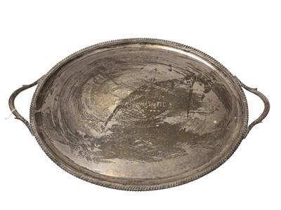 Lot 370 - Large George V twin handled silver tray
