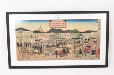 Lot 973 - Utagawa Hiroshige III (1842-1894) woodblock print from Famous sights of Tokyo