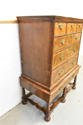 Lot 1421 - Early 18th century walnut feather banded chest on stand