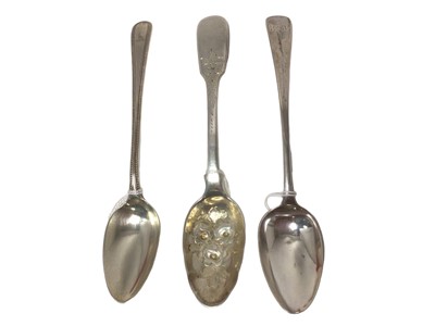 Lot 364 - George III silver Old English Bead pattern dessert spoon, and other items