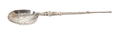 Lot 367 - George VI Coronation souvenir silver anointing spoon, with engraved oval bowl and ornate stem