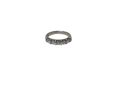 Lot 533 - Diamond five stone ring with five round brilliant cut diamonds estimated to weigh approximately 0.50cts in total, in 9ct white gold setting
